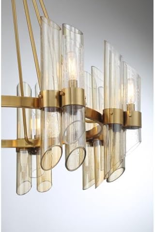 Savoy House 1-9105-8-322 Biltmore Art Deco Style Clear/Smoked/Champagne Glass Round Chandelier, 8-Light 480 Total Watts, 31" H x 30" W, Warm Brass