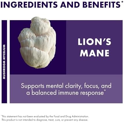 Host Defense Lion's Mane Powder - Brain Health Support Supplement - Mushroom Supplement to Support Focus & Memory Function - Immune & Nervous System Support Supplement - 3.5 oz (66 Servings)*