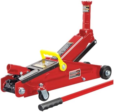 BIG RED AT84007R Torin Hydraulic Low Profile Service/Floor Jack with Dual Piston Quick Lift Pump, 4 Ton (8,000 lb) Capacity, Red