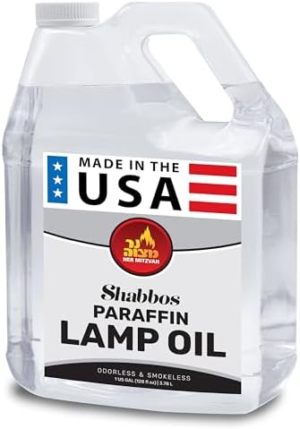 1 Gallon Paraffin Lamp Oil - Clear Smokeless, Odorless, Clean Burning Fuel for Indoor and Outdoor Use - Shabbos Lamp Oil, by Ner Mitzvah