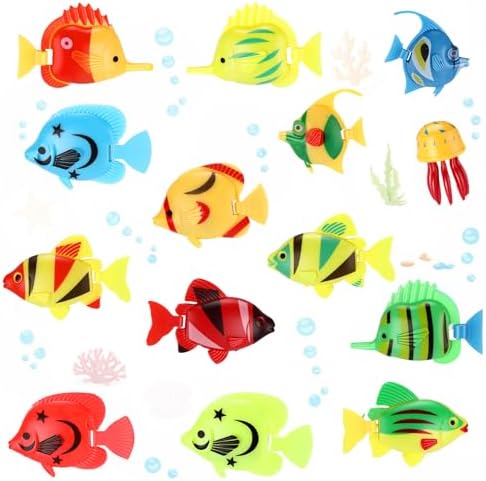 Weewooday 20 Pcs Artificial Moving Fishes Plastic, Random Fish
