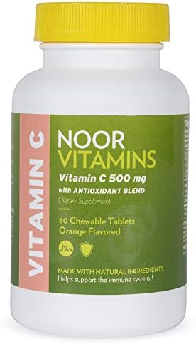 Noor Vitamins 500 MG Halal Vitamin C Chewable Tablets + Rose Hips and Antioxidants I Supports Immune System I Vegan