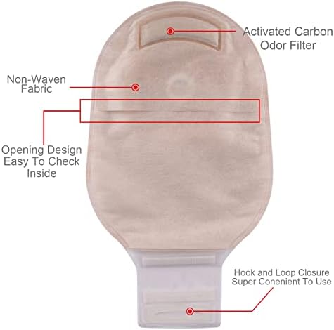 OUCHAN 20 PCS Colostomy Bags with Velcro Closure, One Piece Ostomy Bag | Ostomy Supplies, for Drainable Ileostomy Bags Stoma Care
