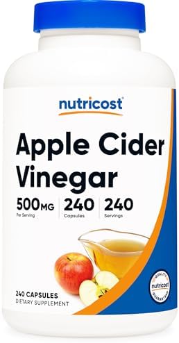 Nutricost Apple Cider Vinegar Capsules 500mg, 240 Vegetarian Capsules | Natural, GMO-Free and Gluten Free