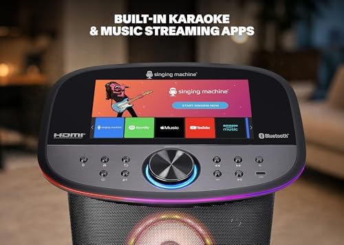 Singing Machine Karaoke Machine Screen, WiFi, Music Apps, 2 Microphones | All-in-One Karaoke Adults/Kids, Built-in Screen, 2 Wireless Mics, WiFi Enabled, App Compatible YouTube/Spotify, Home & Partie