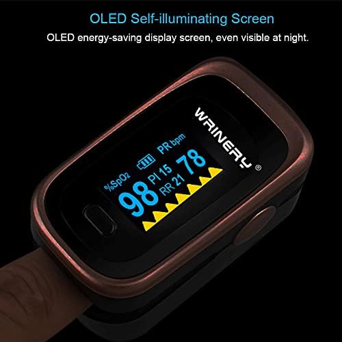 Oxygen Saturation Monitor, Wrinery Premium Pulse Oximeter Fingertip, Oxygen Monitor, O2 Saturation Monitor, OLED Portable Oximetry with Batteries