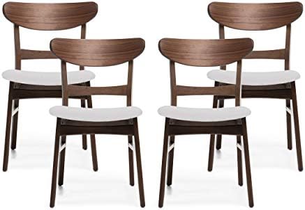 Christopher Knight Home Heather Mid-Century Modern Dining Chairs (Set of 4), Dark Gray and Natural Oak