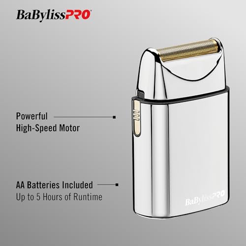 BaBylissPRO METALFX Single Foil Shaver, Handheld Razor for Travel, Portable Cordless Close Face Shaver for Head, Beard, & Neck