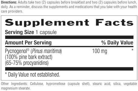 Country Life Pycnogenol 100mg - French Maritime Pine Bark Extract Antioxidants Supplement - Supports Cardiovascular Health - No Yeast, Corn, Wheat