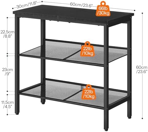HOOBRO End Table, 3-Tier Narrow Side Table, Nightstand with 2 Flat or Slant Adjustable Shelves for Small Spaces, Hallway, Living Room, Bedroom, Sturdy