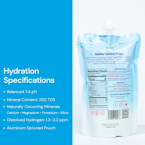 Susosu Hydrogen Water, Korean Mineral Water, 20 Pouches Ready to Drink, 10.5 Fl Oz