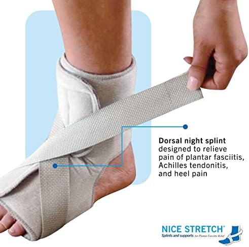 Brownmed Nice Stretch X Lite - Dorsal Foot & Ankle Night Splint for Plantar Fasciitis & Tendonitis - Adjustable Universal Fit