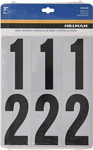 Hillman Reflective Adhesive Mailbox Number Pack, 3", Black and White 843445 | Square-cut vinyl, Self-adhesive reflective numbers for mailboxes, doors