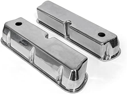 Speedmaster PCE314.1083.01 Compatible with Ford SB 289 302 351 Windsor Polished Aluminum Plain Valve Covers - Tall w/Hole