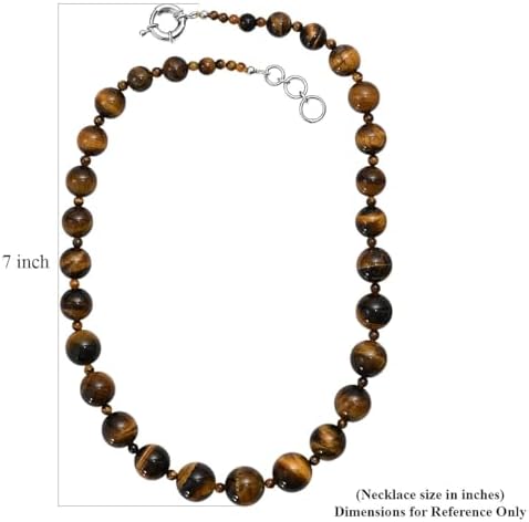 Tigers Eye 470.00 ctw Beaded Necklace in Platinum Plated 20 Inches