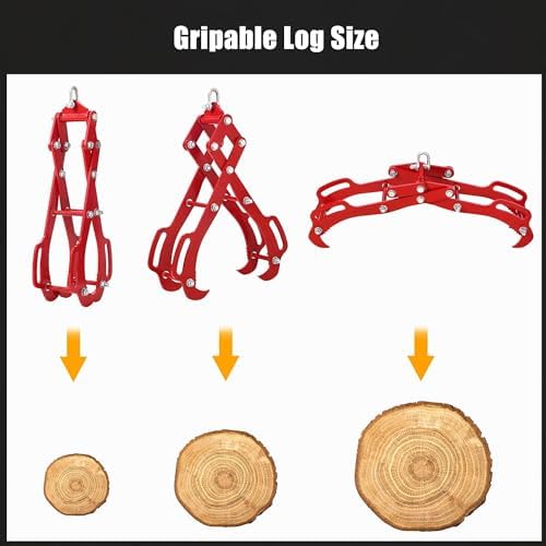 Garvee 28 in Log Lifting Tongs, Log Grabber, Skidding Log Lifting Tongs Timber, Heavy Dut Solid Steel Swivel Dragging Steel Tongs Log Lifting Lumber Skidding Tongs Logging Grabber(4 Claw)