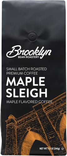 Brooklyn Beans Maple Sleigh 100% Arabica Craft Roasted Ground Coffee, Premium Maple Flavored Roast, 12 Oz Bag