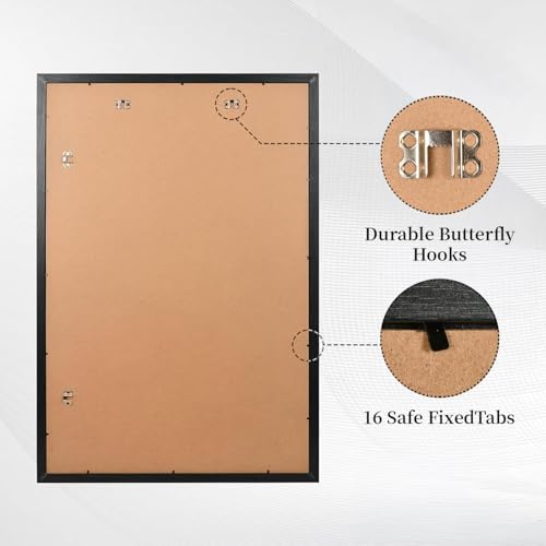 HappyHapi 8x10 Picture Frame Set of 6, Wall or Tabletop Display, White