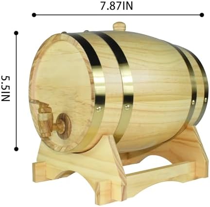 1.5L Whiskey Barrel Dispenser Oak Aging Barrels Home Whiskey Barrel Decanter for Wine, Spirits, Beer, and Liquor (Red Wine)