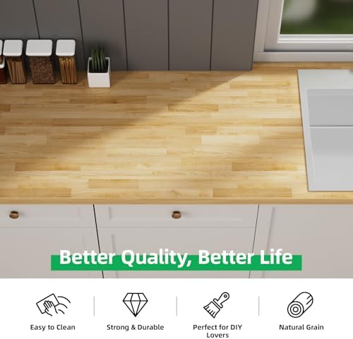 Butcher Block Countertop Wood Tabletop - 4FT Solid Birch Wood Table Top, Unfinished Hardwood Butcher Block Slab for Kitchen Countertops, Island, Desk Top, Workbench Top, Tabletop 50"x25"x1.5"