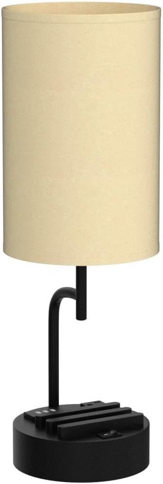 Dreamholder Table Lamp with 3 USB Charging Ports, Modern Desk Lamp with AC Outlet and Phone Stands, Perfect Bedside Lamp for Bedroom, Living Room