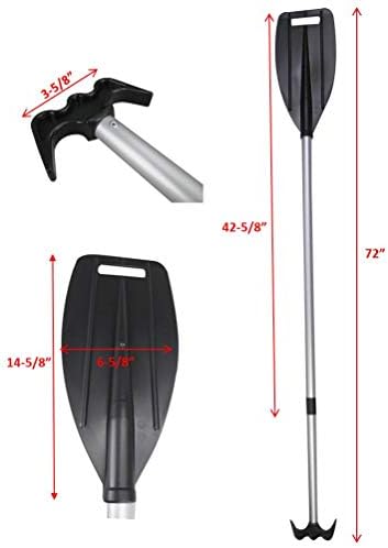 Pactrade Marine Boat Kayak Raft Floating Telescopic 45'' - 72'' Oar Paddle & Hook Anodized Aluminum Shaft
