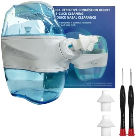 Reusable Battery Operated Nose Wash Cleaner with 2 Heads, Adult Household Nasal Wash Set