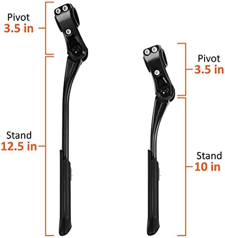 BV Rear Bike Stand for 24"-28" Bikes - Adjustable Bike Kickstand for Adult Bike with 8 Height Levels, Non-Slip Foot & Clamp Grip (Black, Capacity 55 lbs, Single Mount)