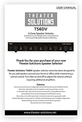 Theater Solutions TS6DV Dual Input 6 Zone Speaker Selector Box Volume Controls