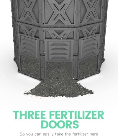 190 Gallon Large Outdoor Compost Bin, 720L Garden Composter with Aeration Vents, BPA-Free PP Panels, Modular Structure with Bottom Access Door and Lid