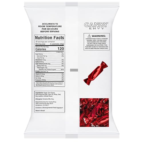 Candy Envy - Individually Wrapped Caramels - Red Wrapper - 2 Pound Bulk Red Candy
