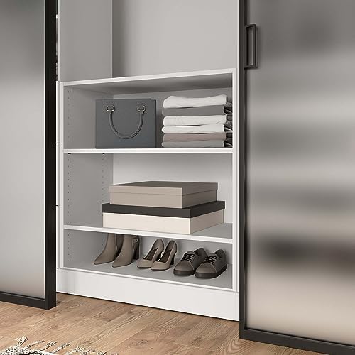 Bestar Versatile Small Closet Organizer, 36-inch White Wardrobe for Bedroom, Mudroom, Entryway, or Kitchen Pantry