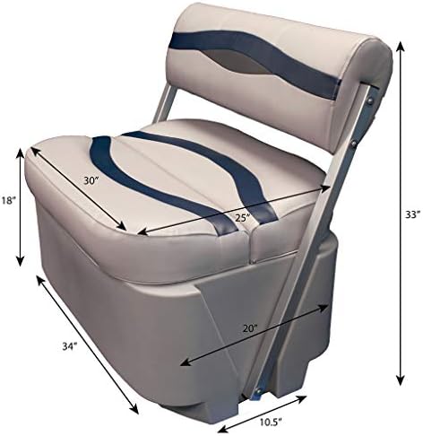 DeckMate® Complete Premium Pontoon Flip Flop Seat and Base (Gray/Blue/Charcoal)