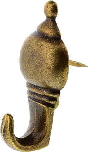 Hillman Push Pin Hanger, 10lb Capacity, 3 Pack, Antique Brass | Brass-plated finish, tool-free removable hook for hanging posters, pictures