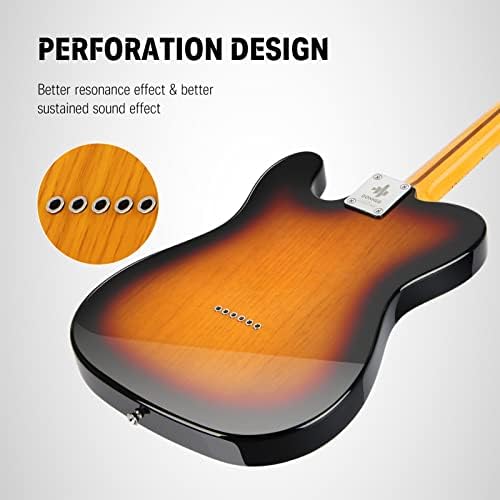 Donner 39 Inch Jazz Electric Guitar TL Thinline F Hole Beginner Full Size Hollow Guitar with H-H Pickups,Bag, Strap, Cable,Sunburst(DJC-1000S)