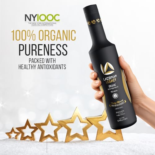 LACONIAN LEGACY High Polyphenol Organic Greek Extra Virgin Olive Oil - 2026 GOLD WINNER - Premium Luxury Gift Box - Early Harvest EVOO - Rare