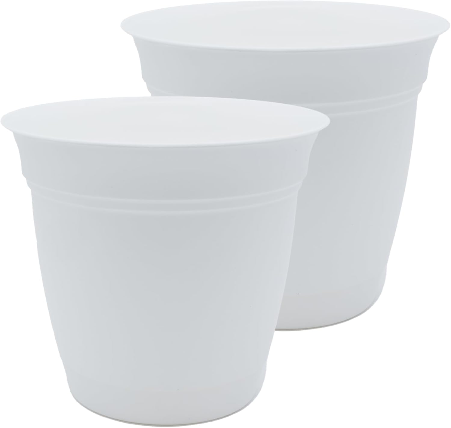 The HC Companies Eclipse Round Planter with Saucer - Outdoor & Indoor Plant Pot with Drainage Holes - Lightweight
