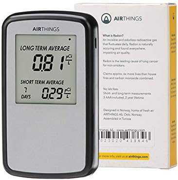Airthings Corentium Home Radon Detector 223 Portable, Lightweight, Easy-to-Use, (3) AAA Battery Operated, USA Version, pCi/L
