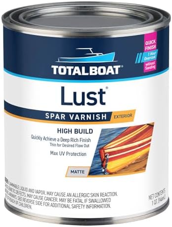 TotalBoat Lust Marine Spar Varnish for Boats & Wood - High Gloss Quart | Oil-Based Polyurethane Finish; High Build; UV Inhibitors; Wooden Boats, Yacht Brightwork, Furniture & Interior/Exterior Wood