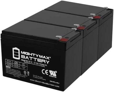 Mighty Max Battery 12V 15AH F2 Battery Replaces Razor Dirt Rocket SX500, 15128-3 Pack