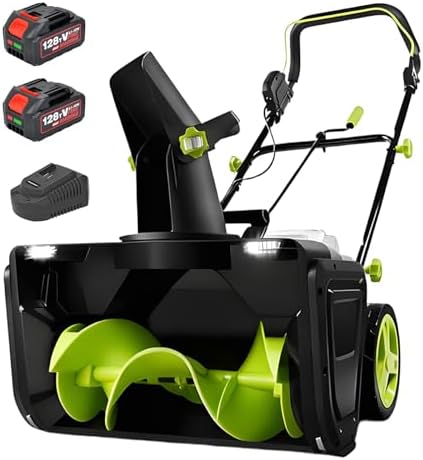 BANGBANGJI Snow Blower Cordless, 40V Snowblower Battery Powered 3500 W Brushless Motor, 20" Path, 25ft Max Throw, LED Lights for Driveway and Entryway