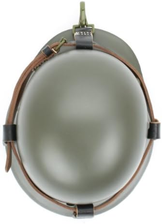 German WWII Helmet Black Leather Carry Strap with Metal Fittings (Helmet not included)
