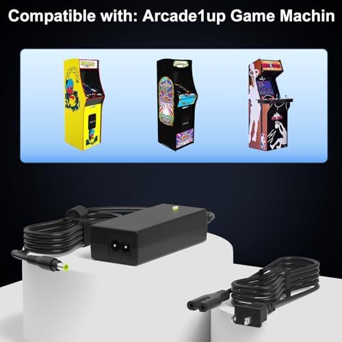 12V Power Cord for Arcade1up Machines - Instant Revival Replacement Charger for 3/4 Scale Cabinets & Cocktail Tables