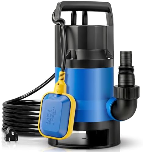 1.1HP Submersible Sump Pump, 4600 GPH Electric Water Pump with Automatic Float Switch, Portable Utility Pump for Pool Draining, Basement