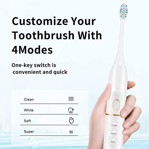 kingheroes Electric Toothbrush Set, Comes with 8 Brush Heads & Travel Case, 4 Modes with 2 Minutes Built in Smart Timer, One Charge for 60 Days