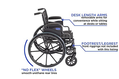 Invacare TREX20RP Series Tracer EX2 Standard Folding Wheelchair for Adults with 20" Seat Width and Desk Arms