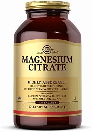 Solgar Magnesium Citrate - 120 Tablets, Pack of 2 - Promotes Healthy Bones, Supports Nerve & Muscle Function - Highly Absorbable - Non-GMO, Vegan, Gluten Free, Kosher - 120 Total Servings