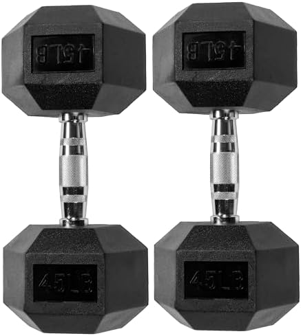 Rubber Encased Hex Dumbbell with Knurled Alloy Material Non-slip Handle, Basic Professional Dumbbell