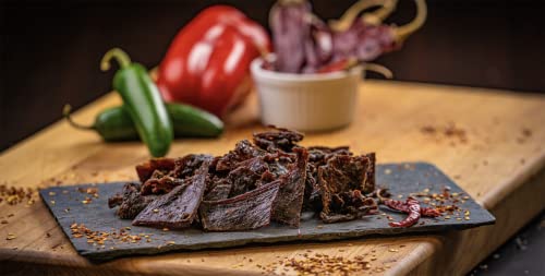 Glenwood Snacks 7 ALARM Spicy Beef Jerky Scorpion Pepper, Ghost Pepper, Carolina Reaper, and Habanero 9oz