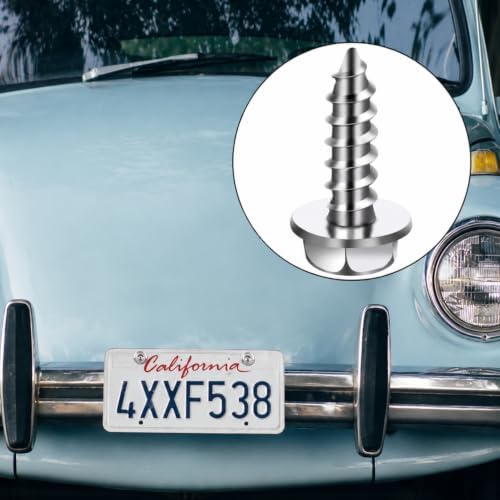 BBTO 50 Pcs License Plate Screws 3/4" x 1/4" Stainless Steel License Plate Bolts with Rustproof Silver Front Rear Bolt Fasteners Kit for Car